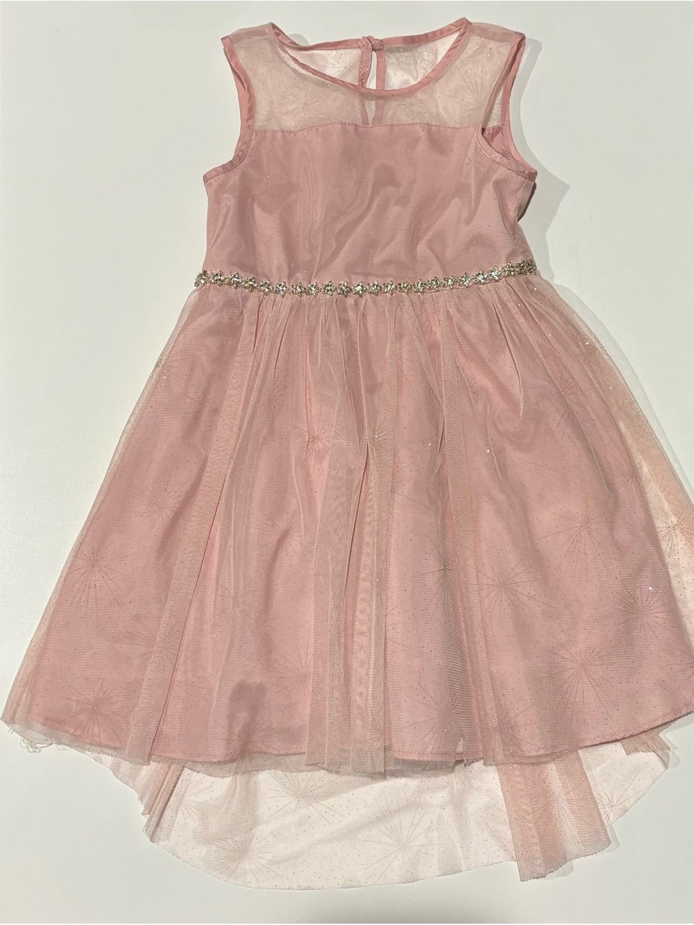 Sparkle Waistband Pink Tulle Formal Dress for Girls 4T
